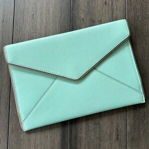 Rebecca Minkoff Envelope Leather Clutch Purse Mint Green